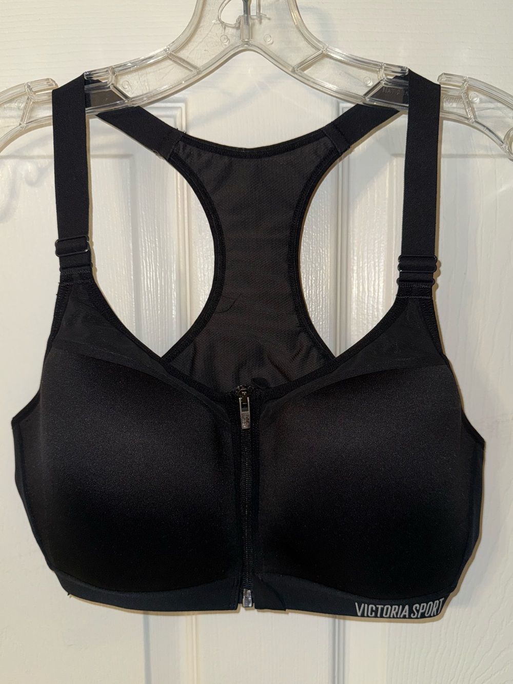 Victoria Sport Black Front-Zip High-Impact Racerback Sports Bra